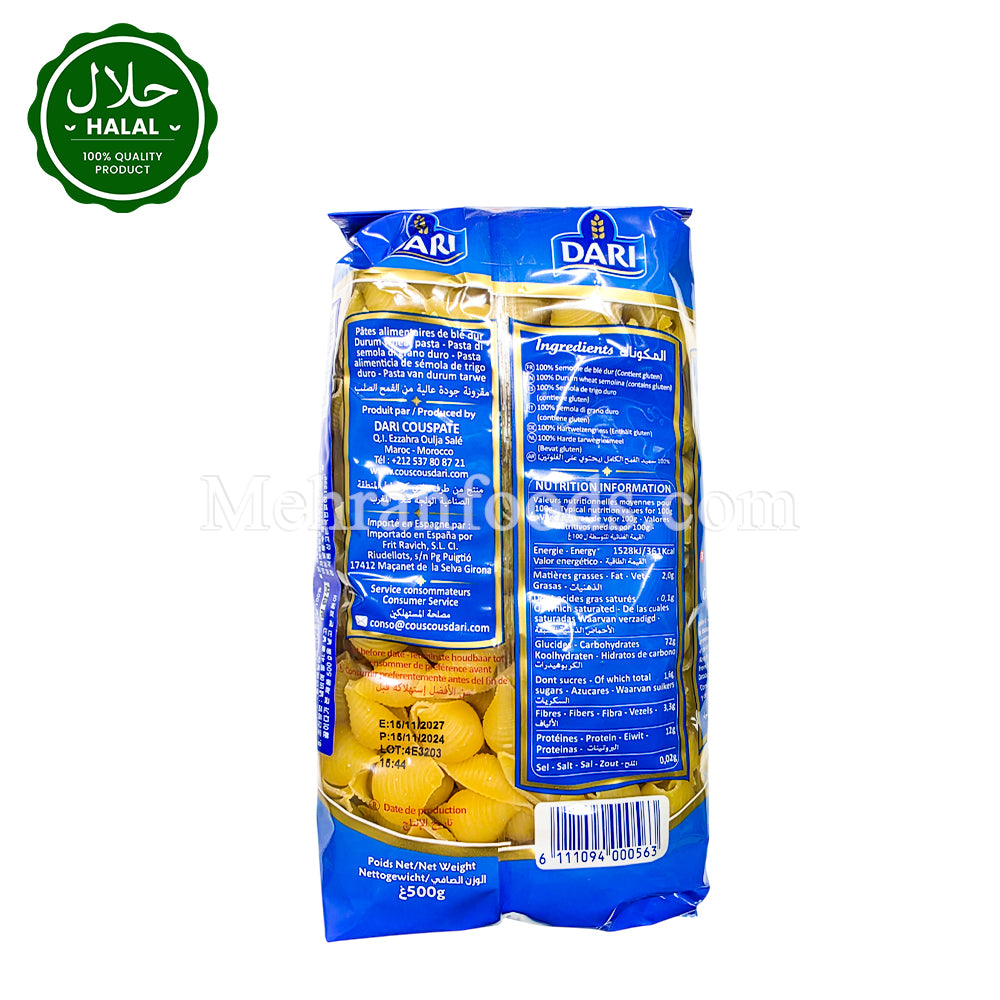 Mehraan Shell DARI Coquillages Pasta 500g | Shell Pasta 코키야지 | Buy Online Korea ...