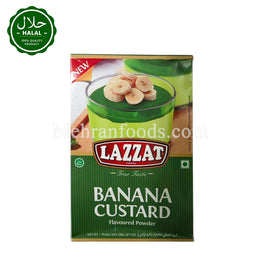 LAZZAT Banana Custard Powder 250g box front view