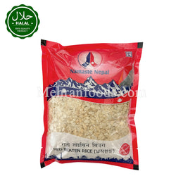 NAMASTE NEPALI Red Beaten Rice (Poha Mota) 500g Pack Front