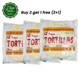 Fresh2Go Tortilla Bread (Roti) 12 Inch (12pcs) (2+1) 3492g 또띠아 12인치