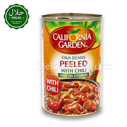 California Garden Fava Beans Peeled with Chili 400g Can Front